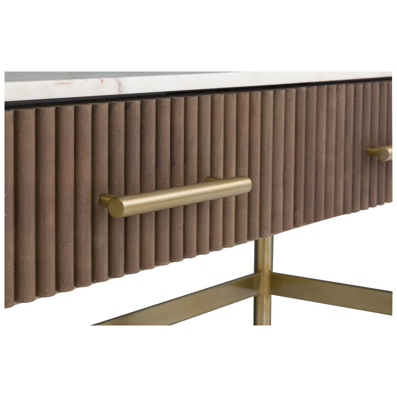 Two Drawer Rectangular Console, White