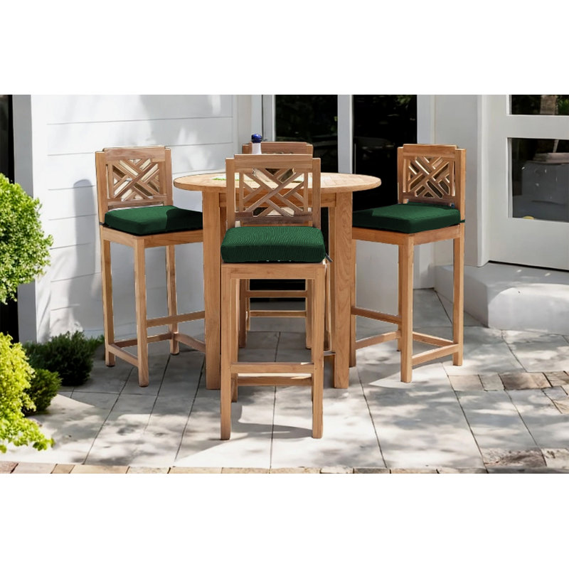 Monterey Teak Bar Set with Stools, Forest Green