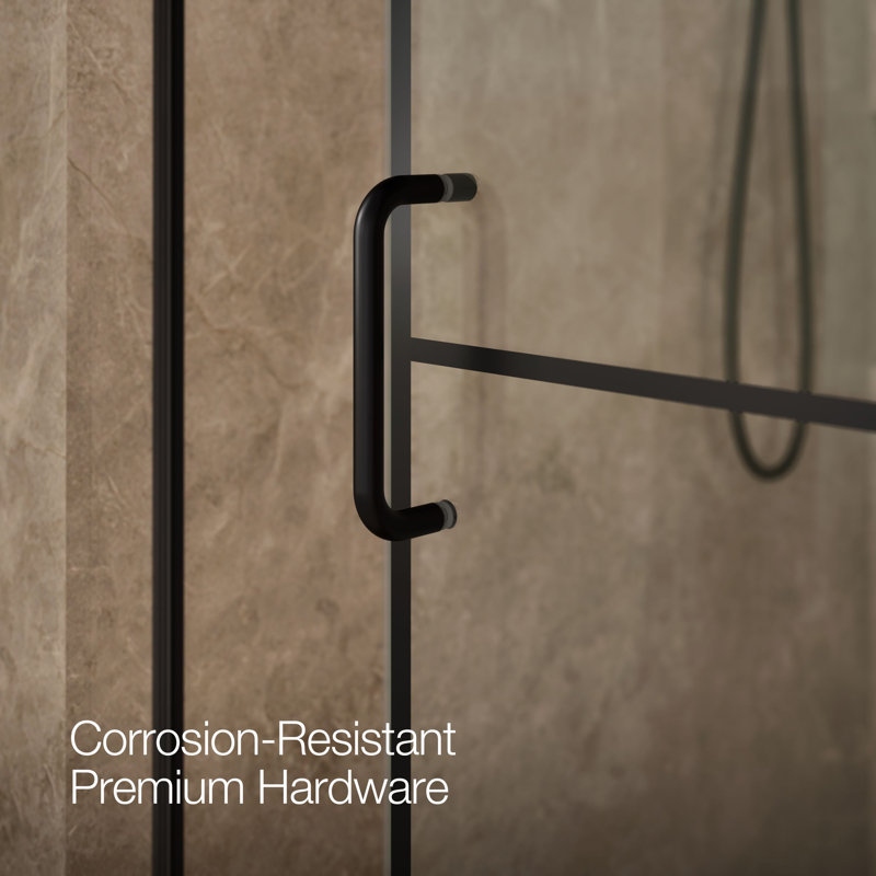 Sliding Shower Door, 75-1/2-In H X 68-1/4 - 71-5/8-In W, Crystal Clear w/Rectangular Grid