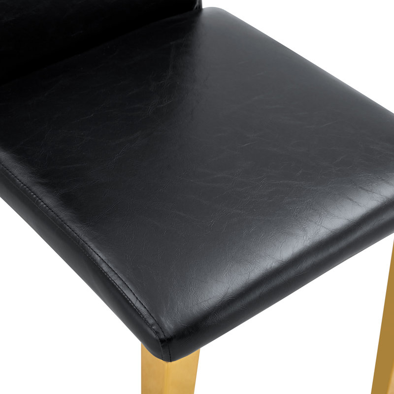 Aguayo PU Leather Dining Chairs with Metal Legs, Doré, Noir