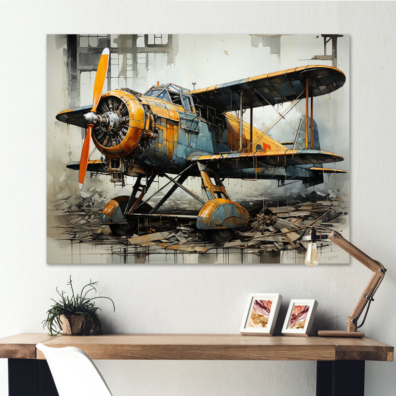 «Industrial Plane Essence» - Art mural sur toile, Cadre photo noir, 30" H x 40" W