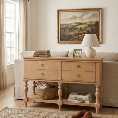 42" Vintage Sofa Console Table with 4 Drawers