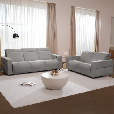Wall Hugger & Zero-Gravity 3+2 Seater Power Reclining Living Room Set, Pet Friendly Fabric Recliner Sectional Sofa With USB & Type-C Ports For Living Room