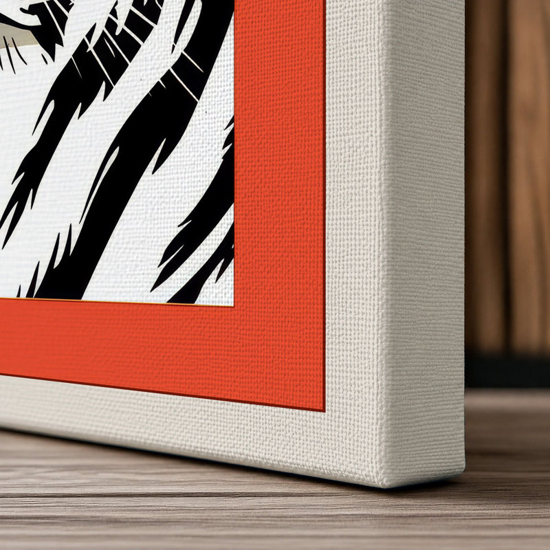 Tiger Bold Geometric - Wrapped Canvas, 30x20 - 76.2 x 50.8 cm, Cream Border
