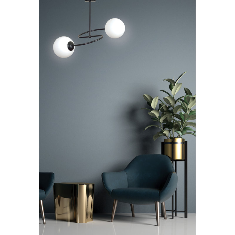 Faro Glass Semi Flush Mount, Black
