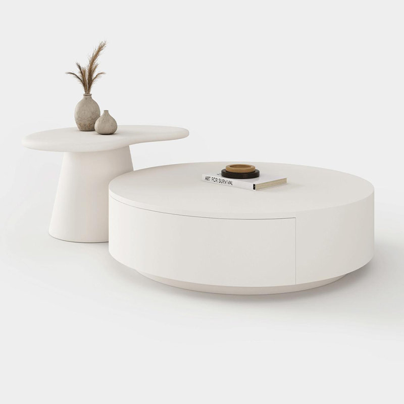 Cream style round end table combination