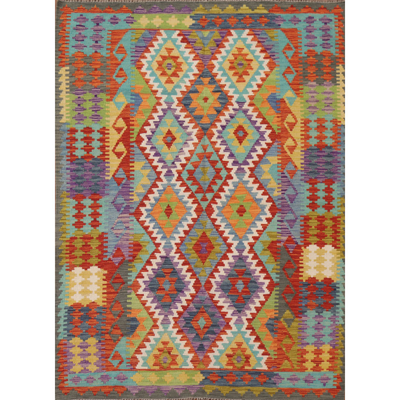 Reversible Wool Kilim Oriental Area Rug 5x7