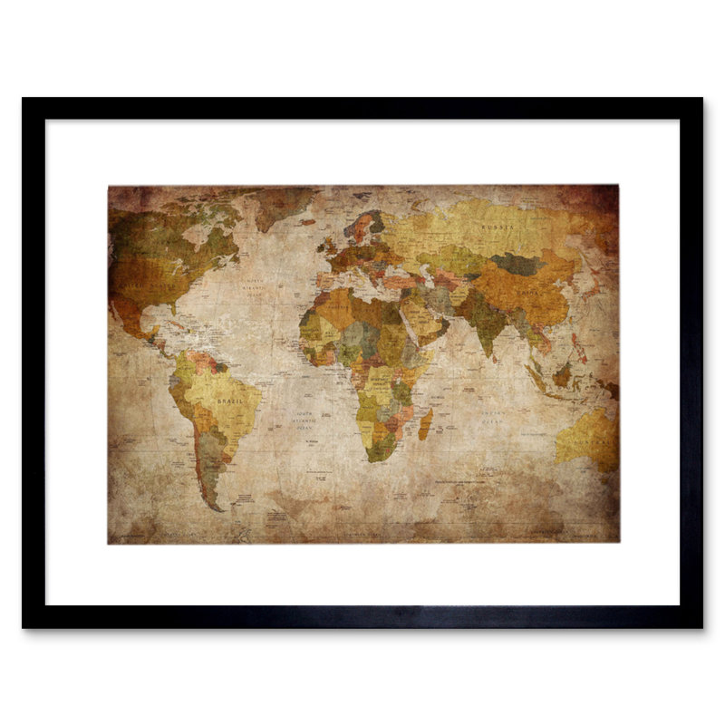 Map Globe World Atlas Antique Style Modern Layout - Single Picture Frame Art Prints