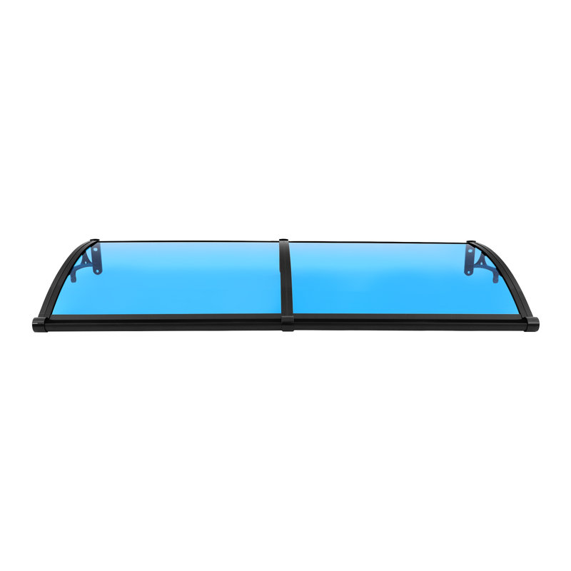 Metal Fixed Awning, Black/Blue