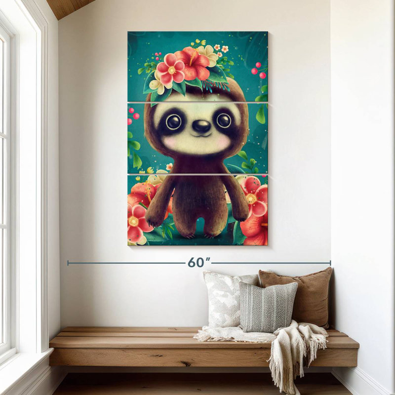 Paresseux floral Brampt, H 50 po x l 32 po
