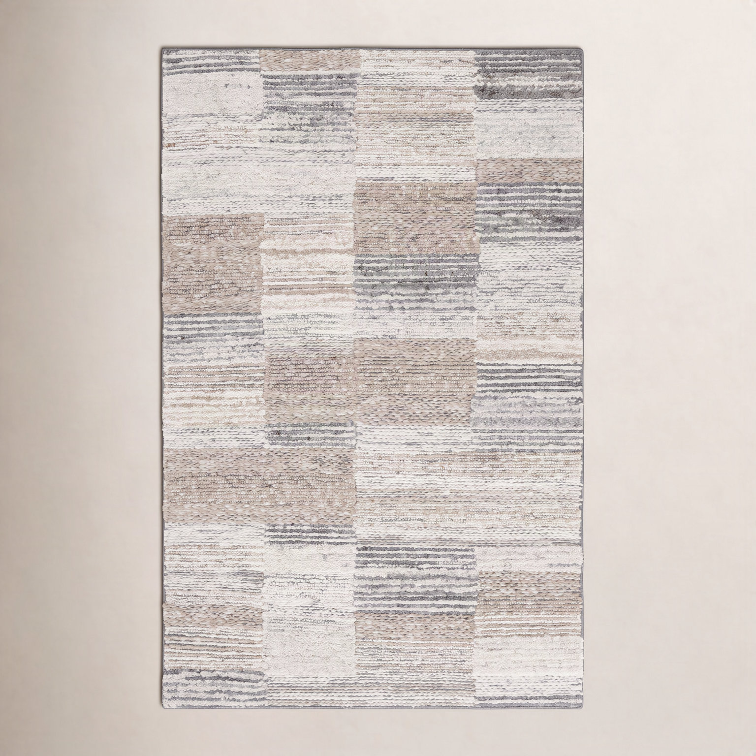 Wyly Natural Ivory Hand-Woven Geometric Rug, Rectangle 4' x 6'