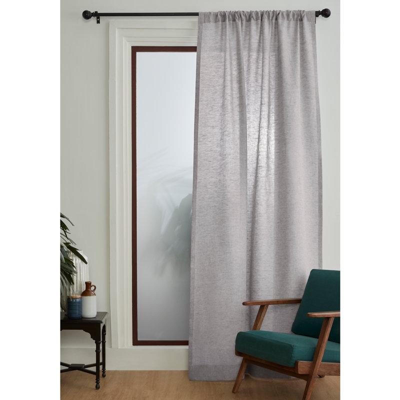 Linen Curtain with Rod Pocket, 52" W x 84" L, Oyster Grey