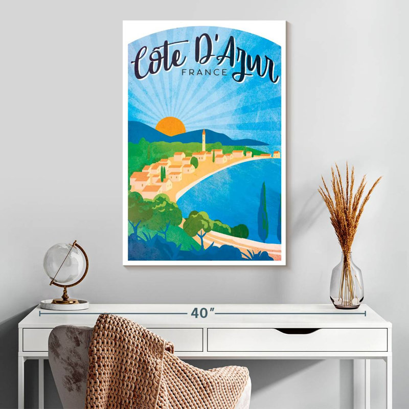 Affiche rétro Côte d'azur, H 30 po x l 20 po