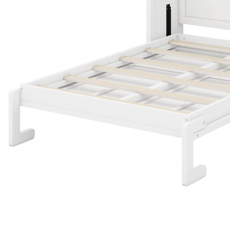 Murphy Bed Frame, Hidden Foldable Wardrobe Wall Bed, Farmhouse Hideaway Murphy Bed, Twin, White