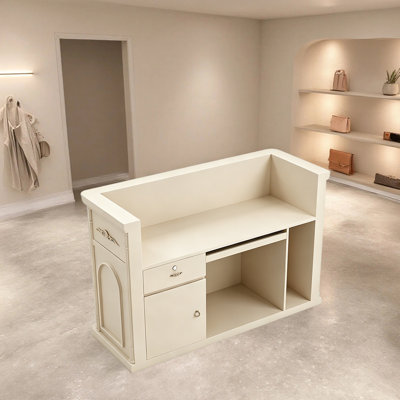 High-Quality Vintage Reception Desk – Stylish Front Counter for Salon, Boutique, or Retail Shop