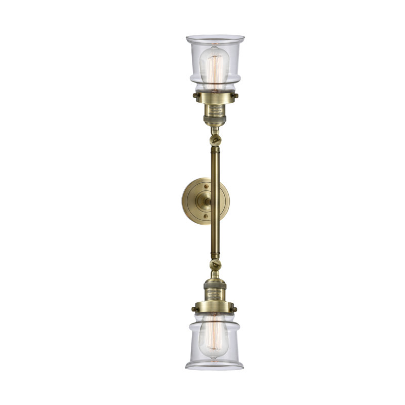 Éclairage pour salle de bain 2 lumières Alexandira, Transparent, Laiton antique, Ampoule non incluse