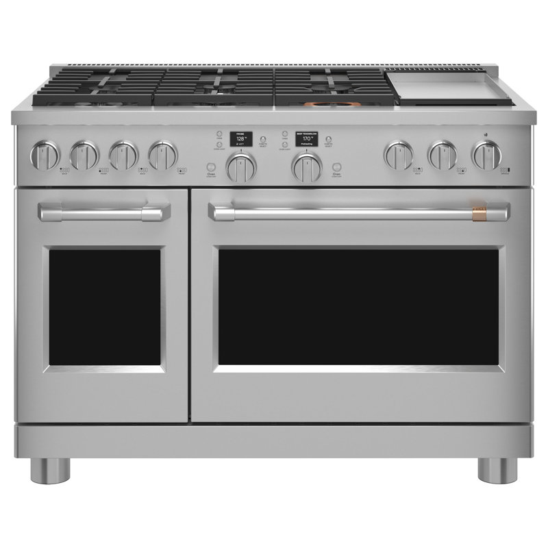 Café 48" Dual Fuel Sealed Burners Double Oven, Stainless Steel, Brushed Stainless