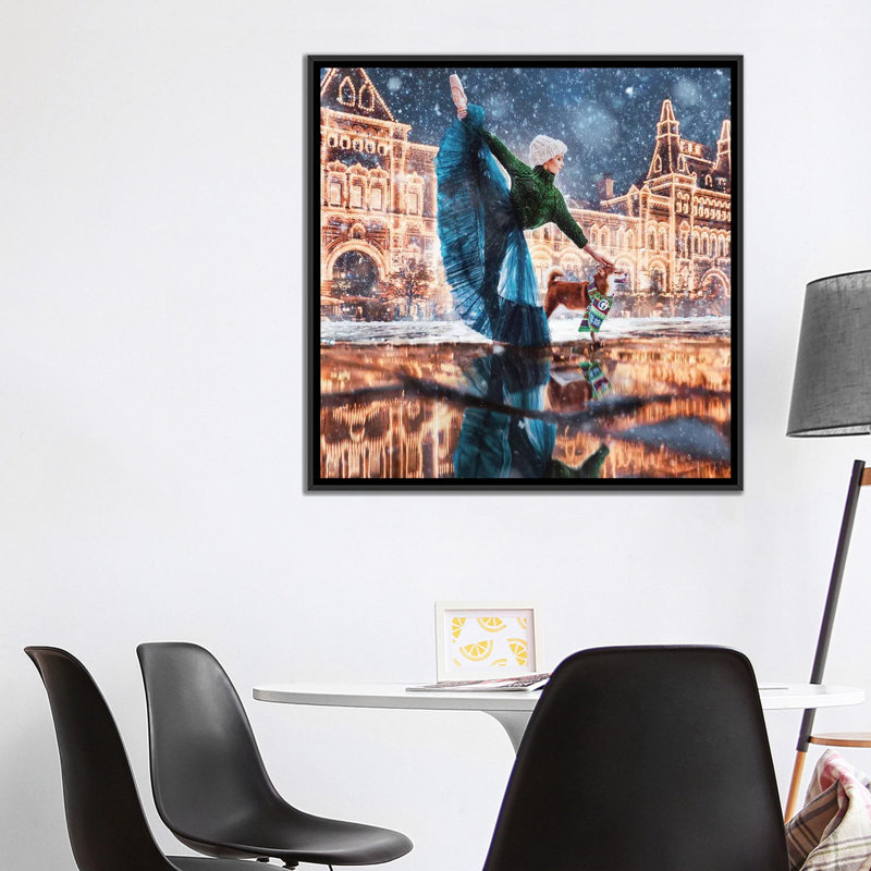 « Moscow Winter » par Hobopeeba-impression, H 37 po x l 37 po x P 1,5 po, Toile avec cadre noir, Pas de tapis