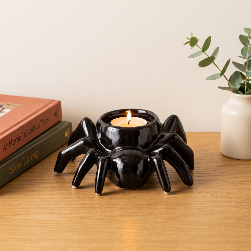 Ceramic Halloween Spider Tealight Candle Holder