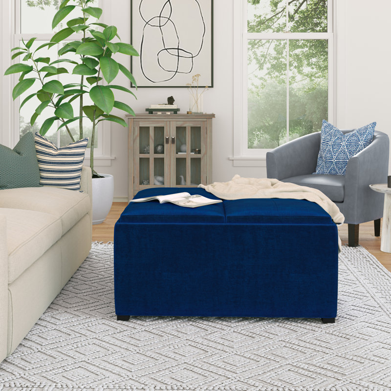 Repose-pieds de table basse avec rangement en velours 35 po Avalon