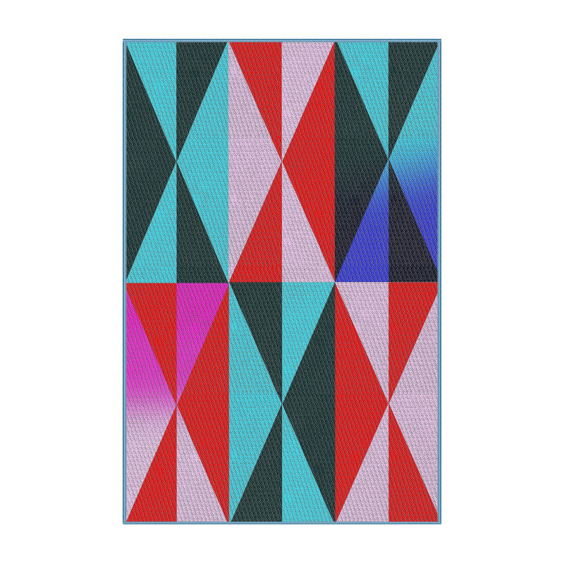 Tapis géométrique vert mer Kiger, Rectangle 5 pi x 8 pi
