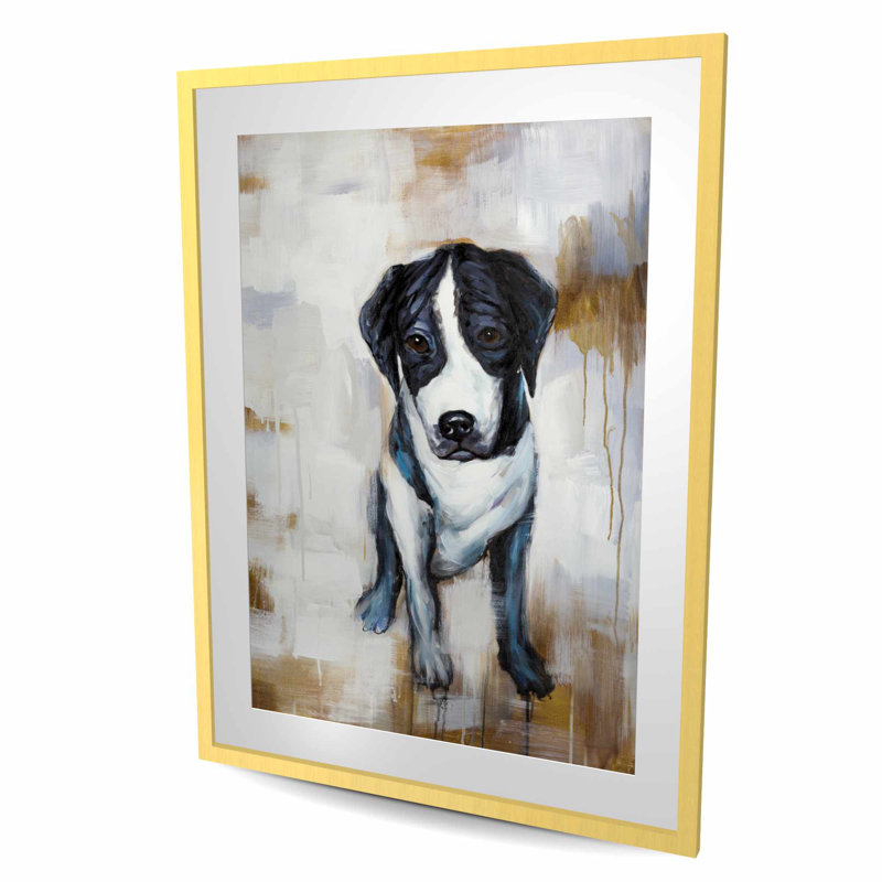 Sitting Dog - White Dog, H 48 po x l 36 po, Doré