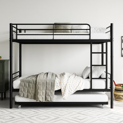 Heavy Duty Twin Bunk Bed With Pull - Out Trundle For , Rust , Noise Guest Rooms, Coating, No