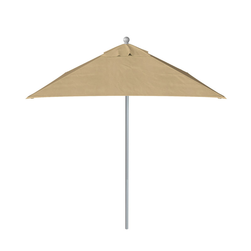 Parasol de marché 6 pi Nejat, Argent anodisé, Toile Sunbrella® beige antique