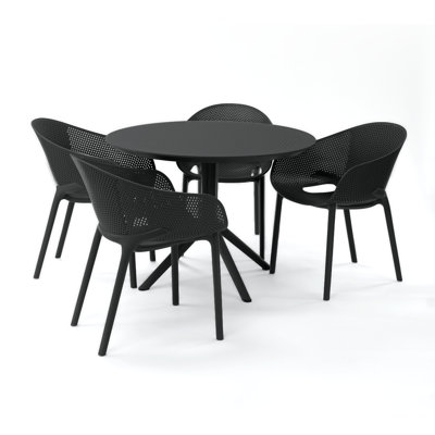 Farrah Sky Armchair 4 Person Dining Set