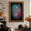 " Translucent Glowing Skull With Blue Orchids And Halloween " Painting-889887837