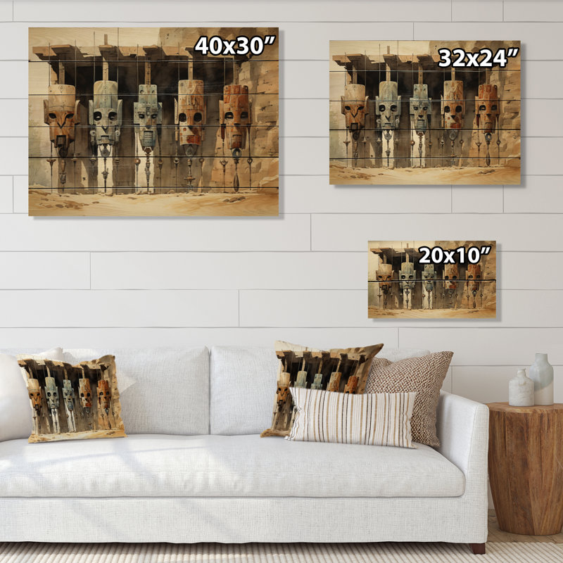 Tribu africaine masque Dogon I sur bois, H 24 po x l 32 po x P 0,78 po