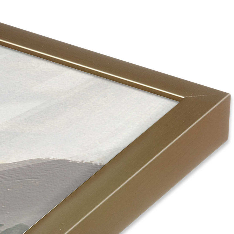 Reproduction de paysage discret II, H 13,75 po x l 13,75 po, Cadre pour photo simple or brossé