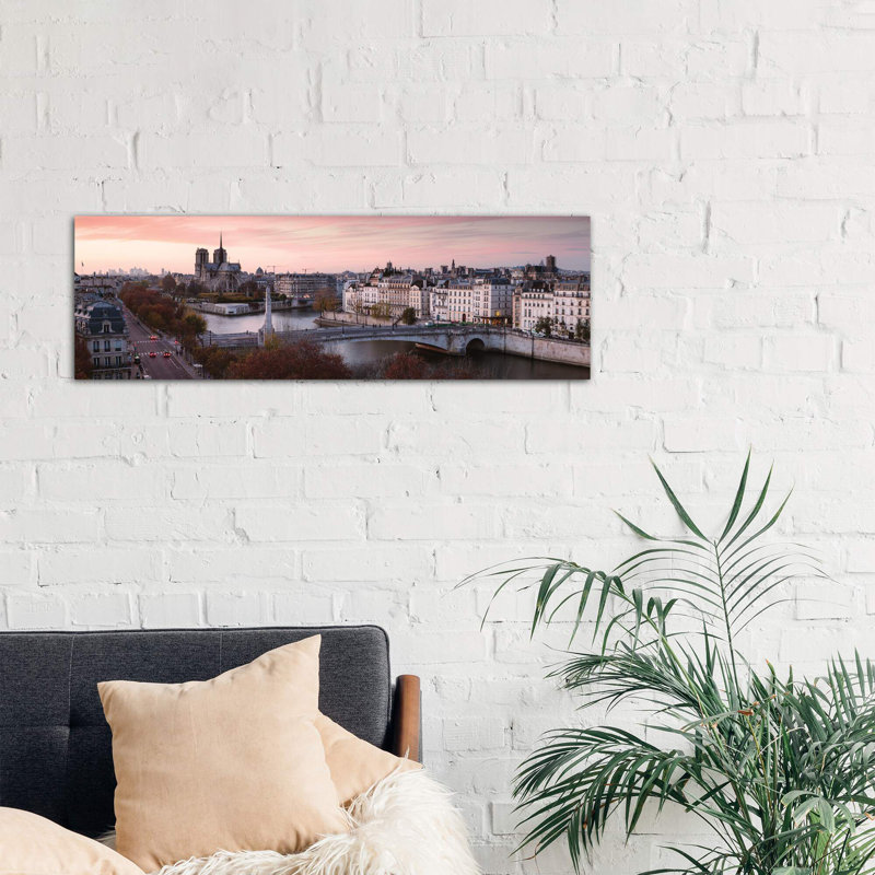Panoramic Sunset Over The River Seine, Paris by Matteo Colombo - No Frame Panoramic Print on Canvas