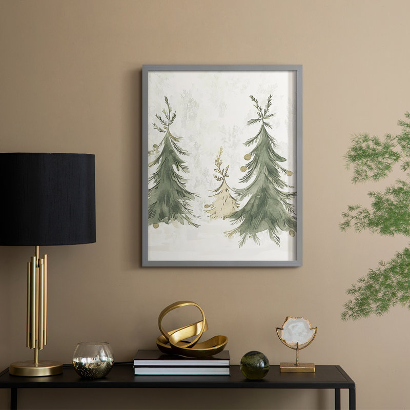 «Christmas Holiday Art» CECXCI, reproduction d'art encadrée - bois massif, Gris, H 15 po x l 12 po