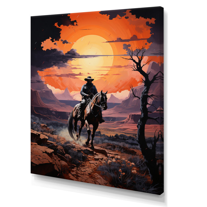 Western Cowboy Rugged, reproduction sur toile encadrée, Toile tendue, H 32 po x l 16 po x P 1 po