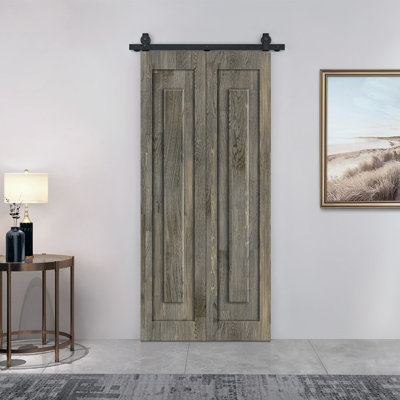Ensemble de quincaillerie pour porte de grange coulissante en bois de pin 1 panneau