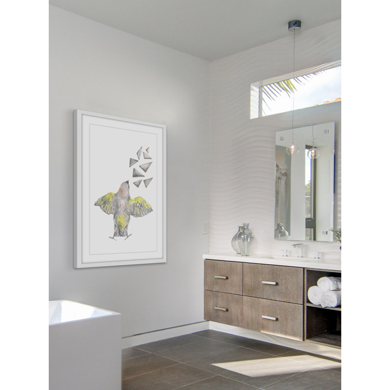 «Bird With Shapes» par Thimble Sparrow, reproduction d'art encadrée, H 30 po x l 20 po x P 1,5 po