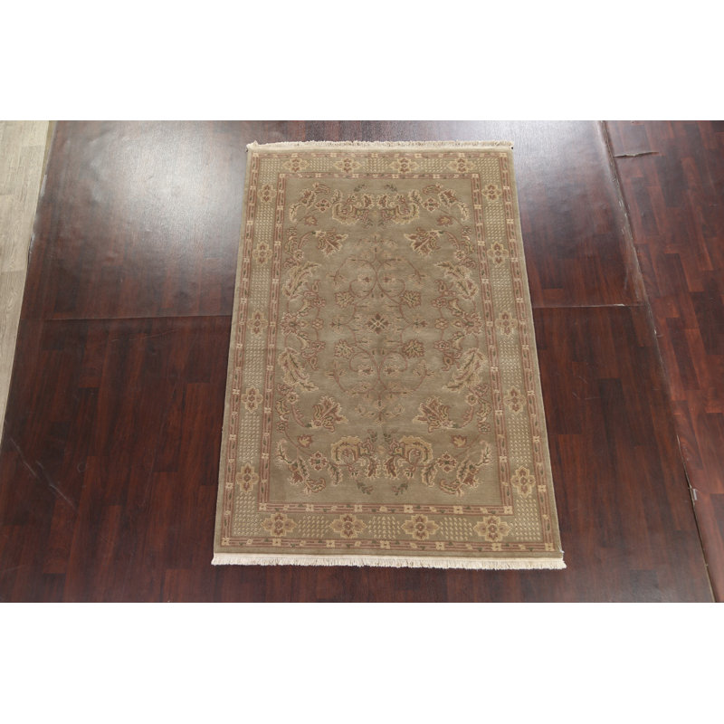 Tapis oriental en laine à teinture végétale unique de style art déco noué à la main 5 pi 8 po x 8 pi 6 po