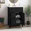 Meuble-lavabo moderne noir de 24 po avec lavabo en céramique et 2 tiroirs avec porte à fermeture en douceur-796065912
