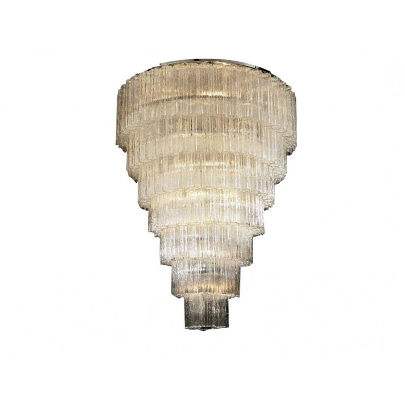 Lustre tubulaire léger sur mesure Venini, Laiton bruni, H 30 po x l 20 po x P 20 po, Transparent