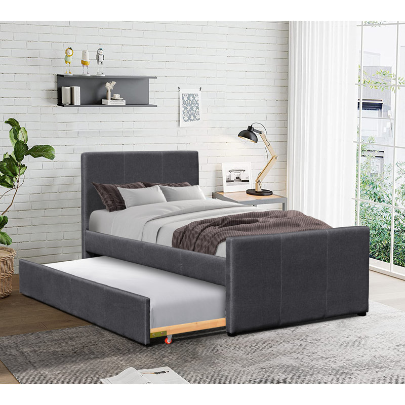 Londrigan Upholstered UK Single - DE 90 X 190 Cm with Trundle, Grey