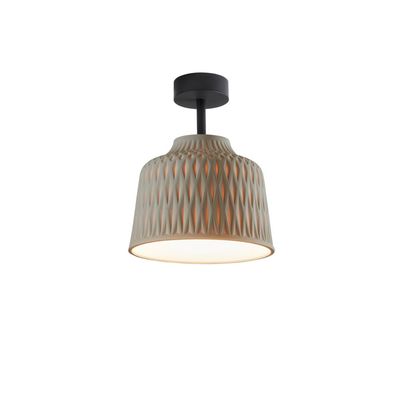 Plafonnier semi-encastré noir l 11,81 po, Gris clair
