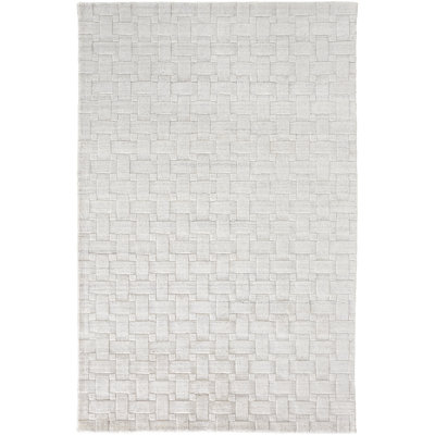 Shanta White Hand-Woven Geometric Viscose Rug