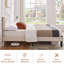 Queen Size Beige Teddy Fabric Upholstered Platform Bed Frame with Height-Adjustable Headboard, Noise-Free Storage Design, No Box Spring Needed-282332918-307080108
