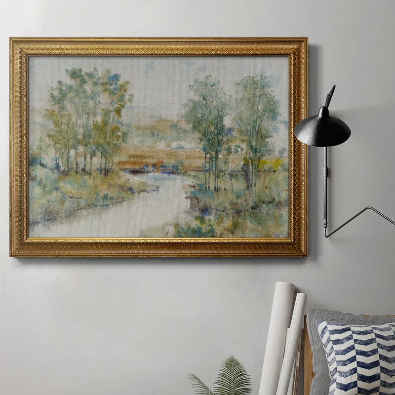Trees On The Creek II - peinture sur toile encadrée, H 24 po x l 36 po
