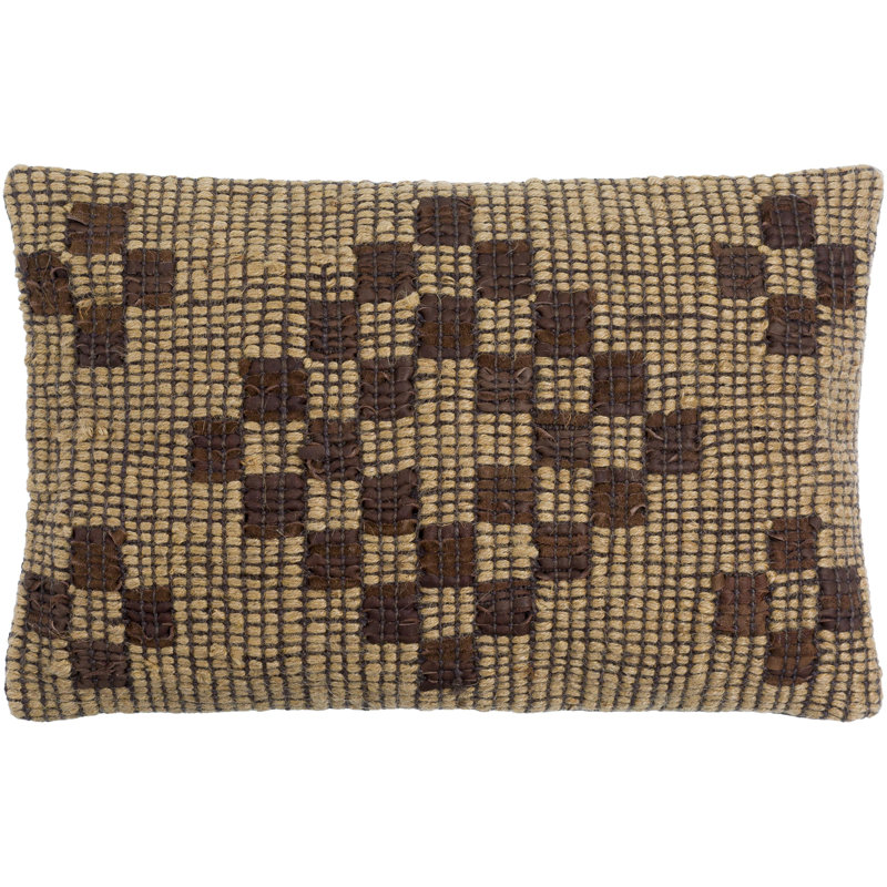 Twareg Dots Jute / Sisal Reversible Throw Pillow, Polyester