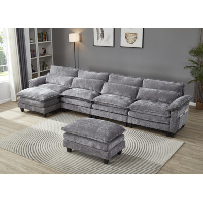 Asher U-Shape Sectional Sofa, 150.4" Wide Chenille  Sofa with USB by House of Hampton