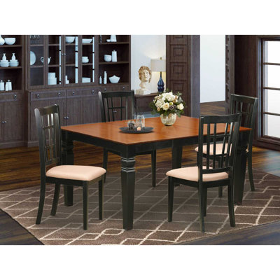 Belcourt 5 - Piece Butterfly Leaf Rubberwood Solid Wood Dining Set