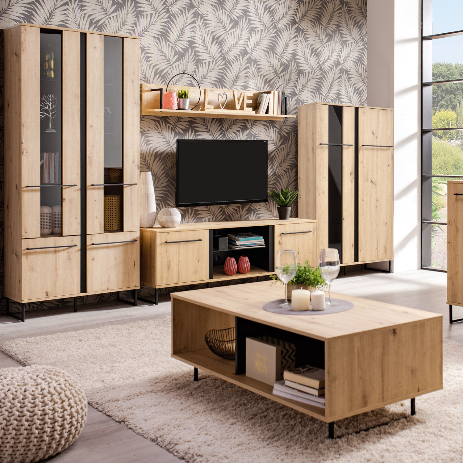Ebern Designs Wohnwand Merens für TVs bis zu 55