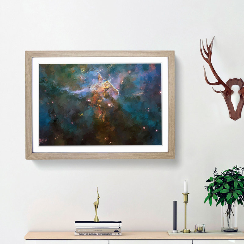 Out of Space Vol.8 in Abstract - Picture Frame Graphic Art Print, 62cm H x 87cm W x 2cm D, Oak Framed